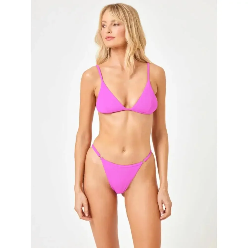 L*Space Remi Bikini Bottom Women's Medium Bright Fuchsia Swimwear Beachy GBO2512